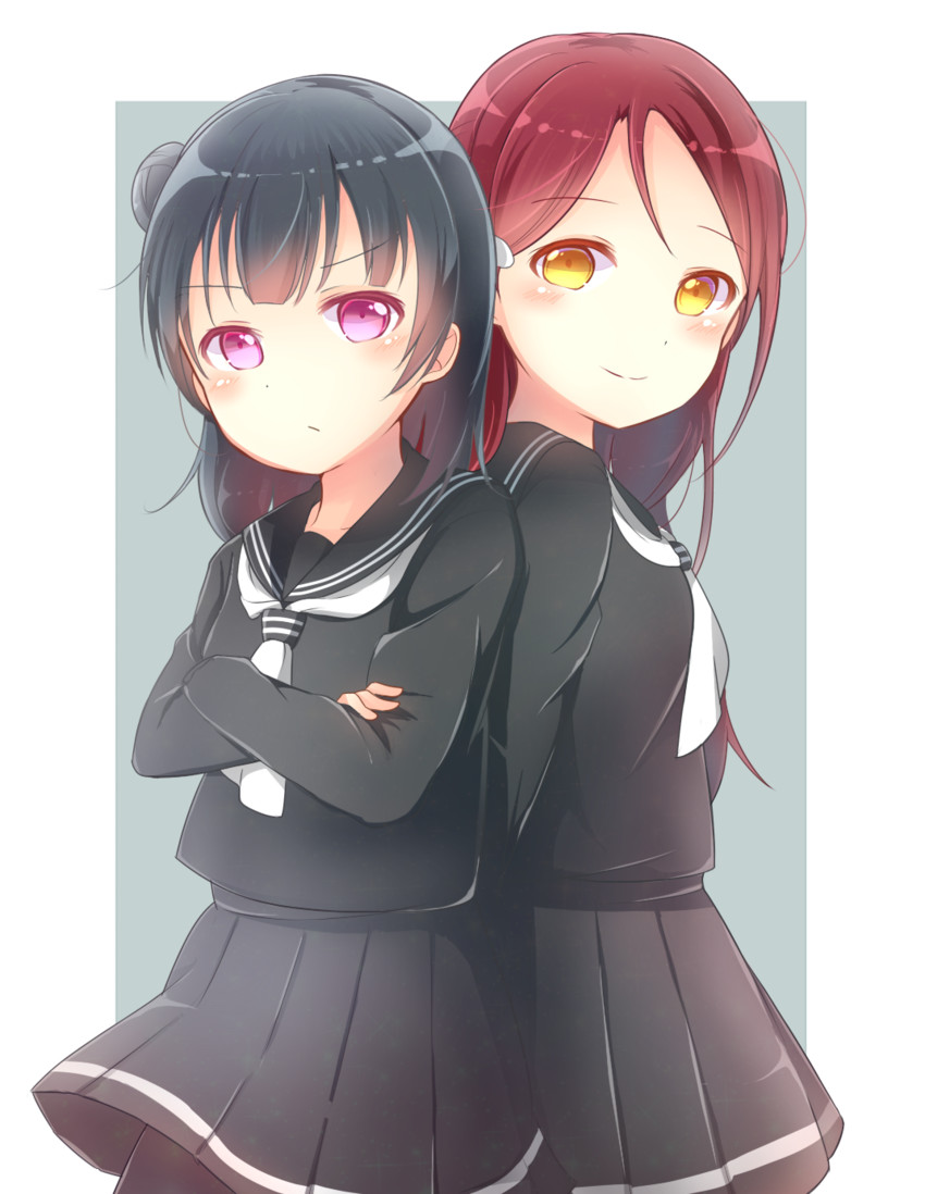 tsushima yoshiko and sakurauchi riko (love live! and 1 more) drawn by pimi_(ringsea21)