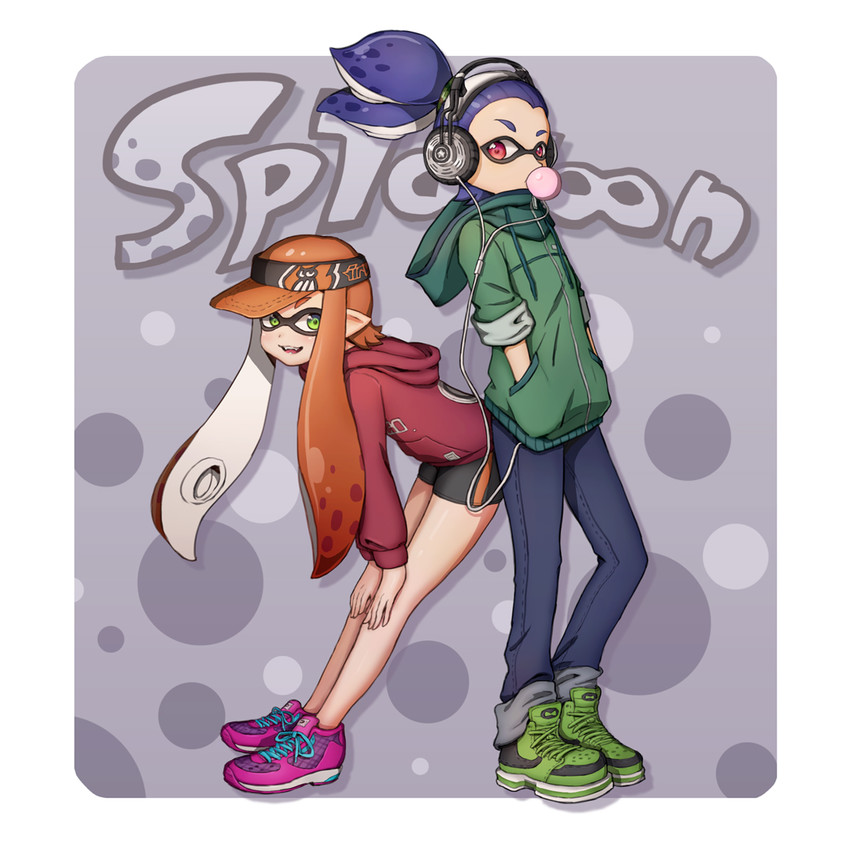 inkling player character, inkling girl, and inkling boy (splatoon and 1 more) drawn by lenko