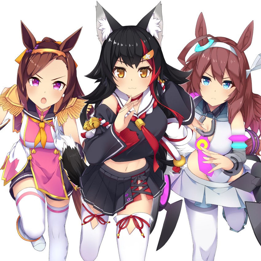 ookami mio, mihono bourbon, and sakura bakushin o (hololive and 1 more) drawn by otaku_heishi