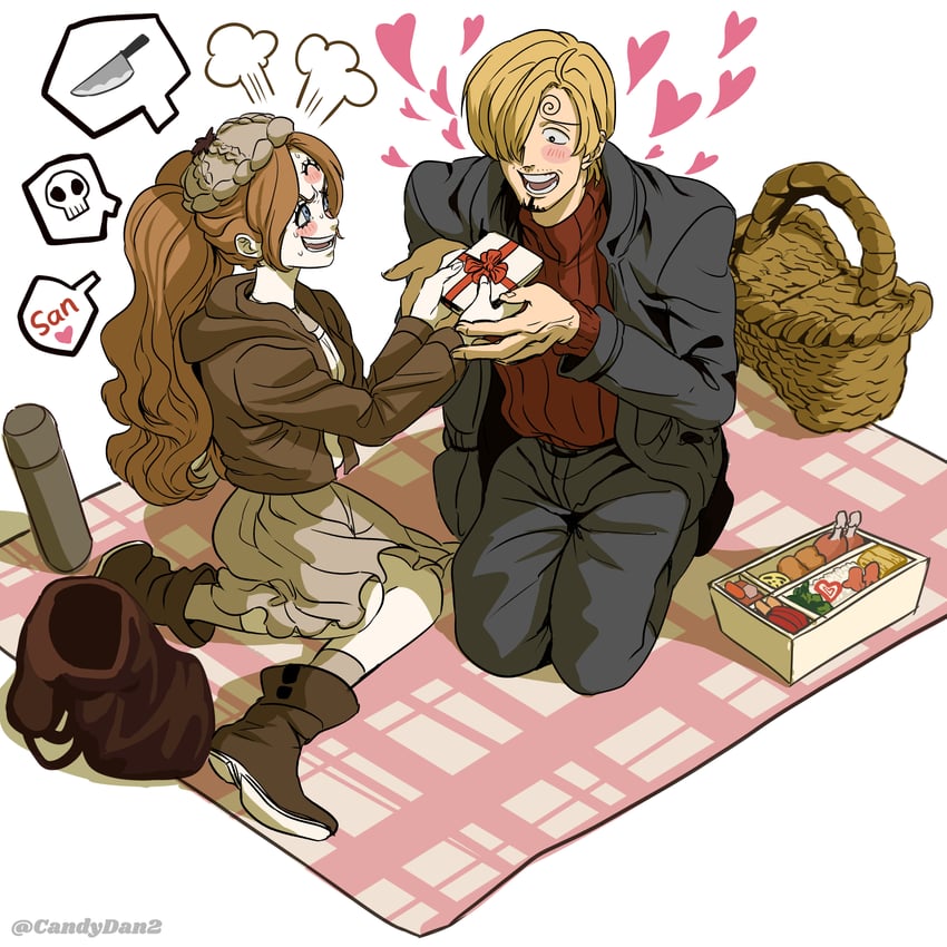 sanji and charlotte pudding (one piece) drawn by rita_ya