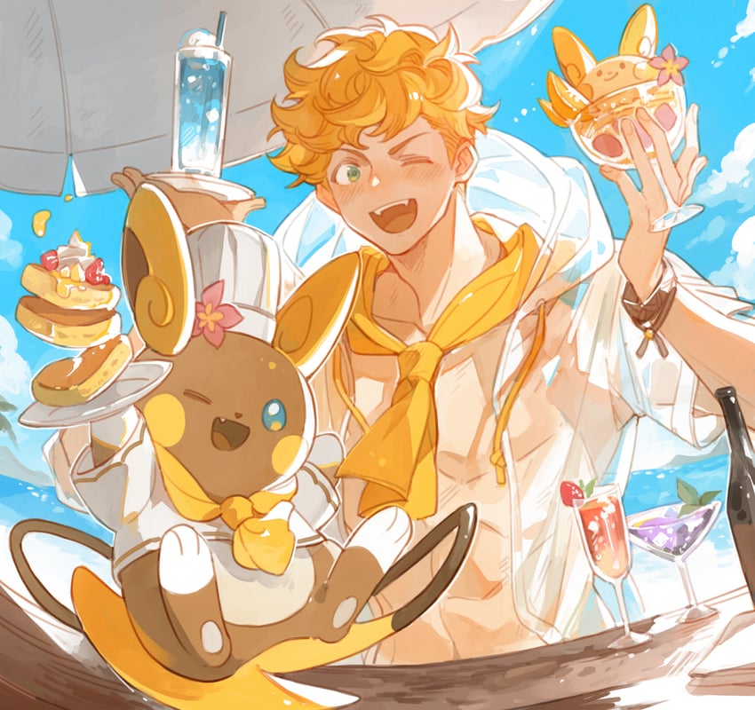 vane and alolan raichu (pokemon and 1 more) drawn by luminous_slime