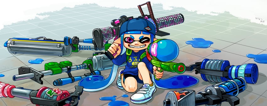 inkling player character and inkling girl (splatoon) drawn by hanako515_ika
