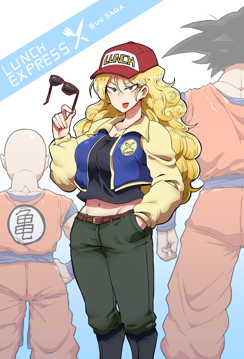 son goku, kuririn, and lunch (dragon ball and 1 more) drawn by mannungei