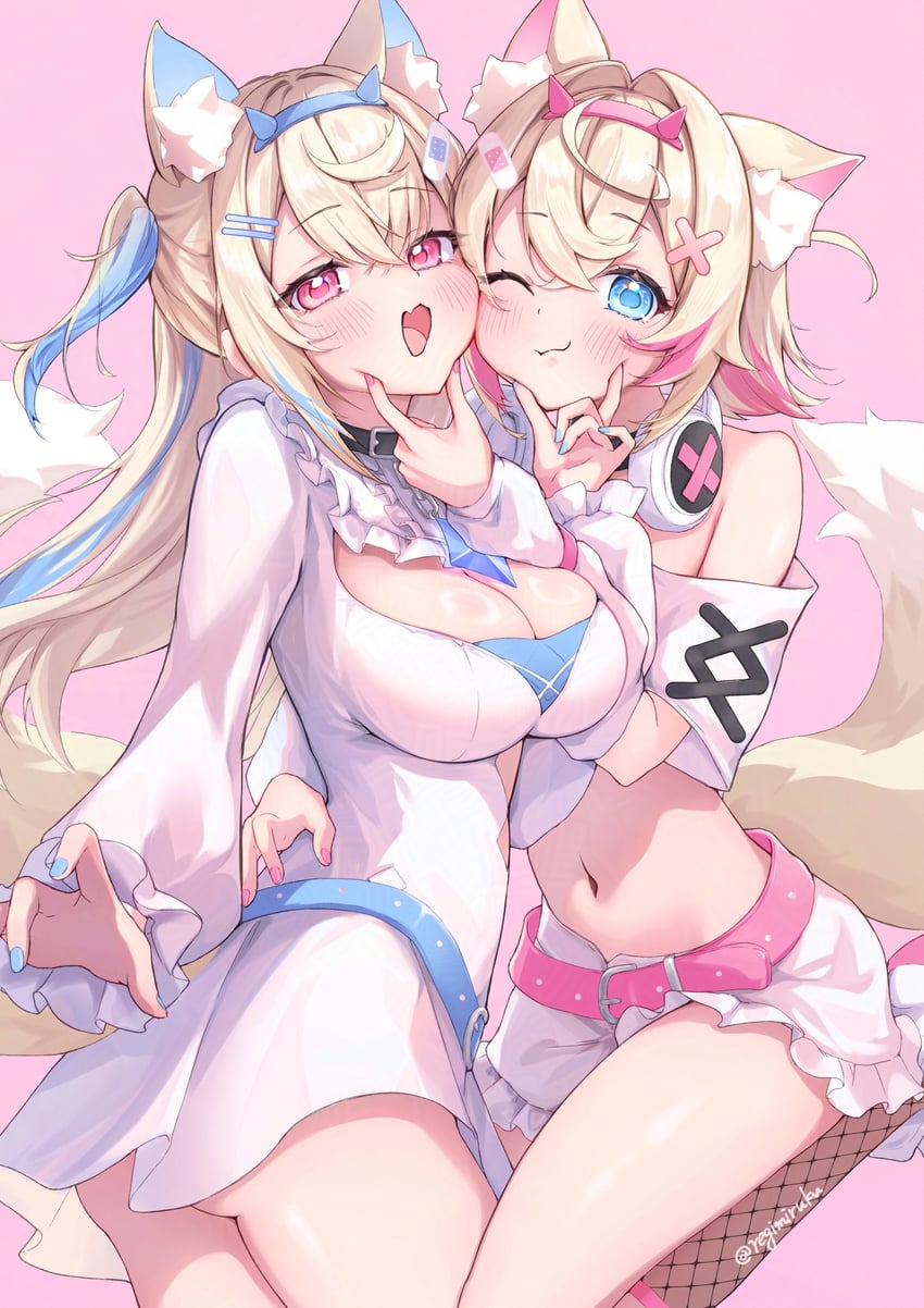 fuwawa abyssgard and mococo abyssgard (hololive and 1 more) drawn by regimiruku