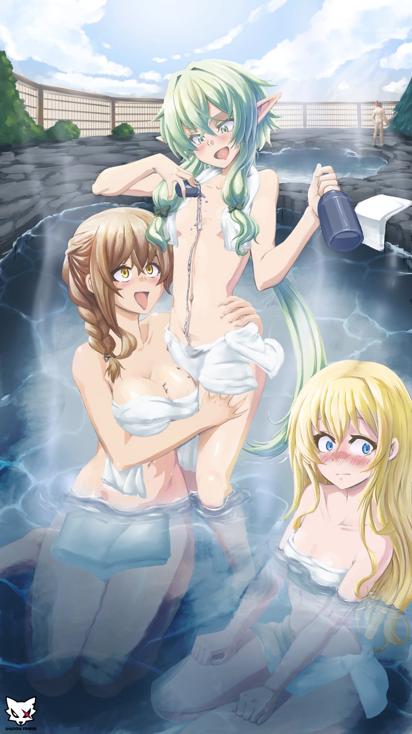 priestess, high elf archer, goblin slayer, and guild girl (goblin slayer!) drawn by shadowfenrir