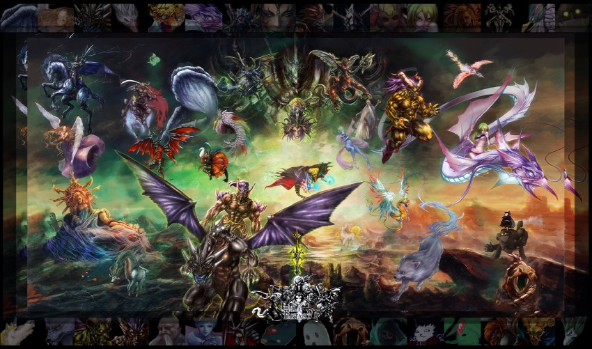 cait sith, sabotender, shiva, carbuncle, fenrir, and 30 more (final fantasy and 1 more) drawn by bccp, funk-doc, givuchoko, hayaken_sarena, kidojiru, kuro_kichi, nekonekoko_(sinn8150), pisuke, potpot, r/k, sk_hand, sonicueki, traplus, vusc, and zoo7c