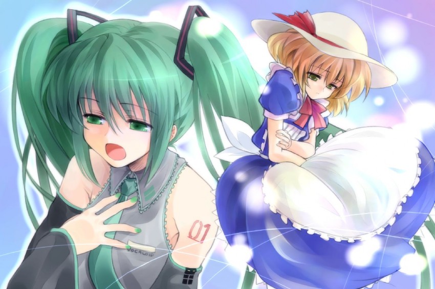 hatsune miku and kana anaberal (touhou and 1 more) drawn by hara_takehito