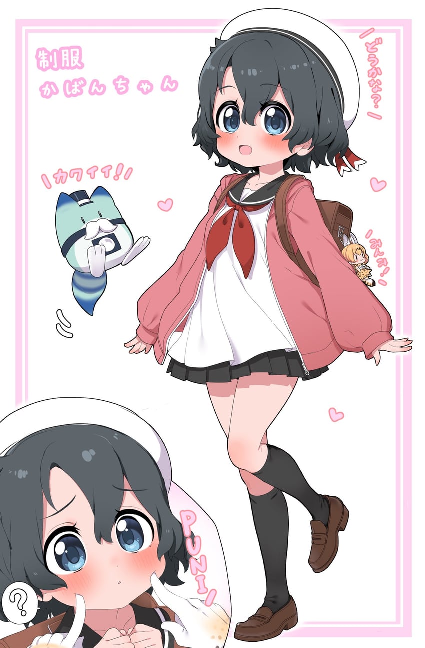 serval, kaban, and lucky beast (kemono friends) drawn by ransusan