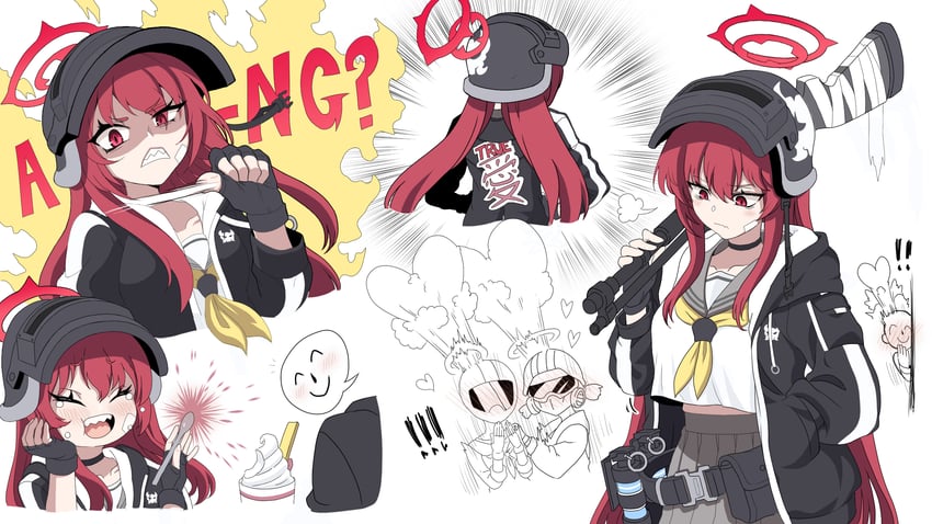 sensei, doodle sensei, and rabu (blue archive) drawn by riffle_hunter