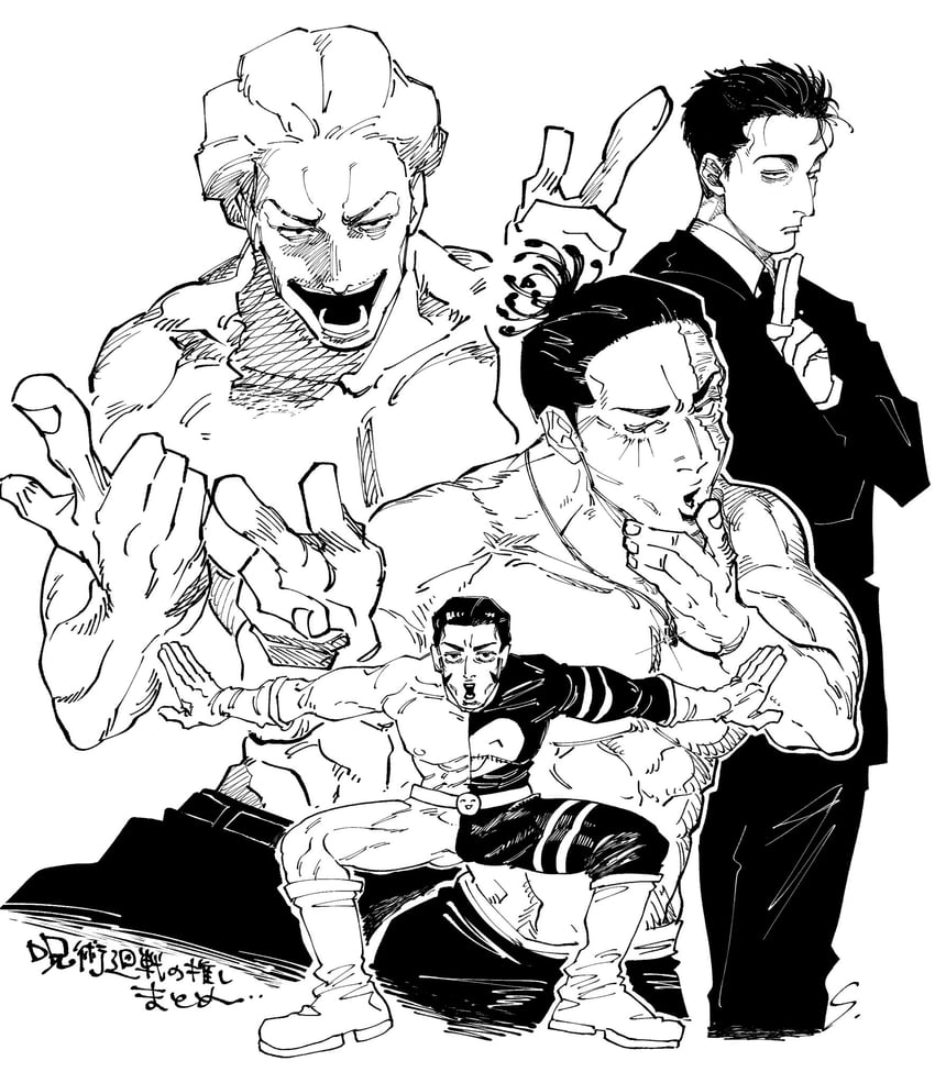 toudou aoi, higuruma hiromi, hakari kinji, and takaba fumihiko (jujutsu kaisen) drawn by sangatou4444