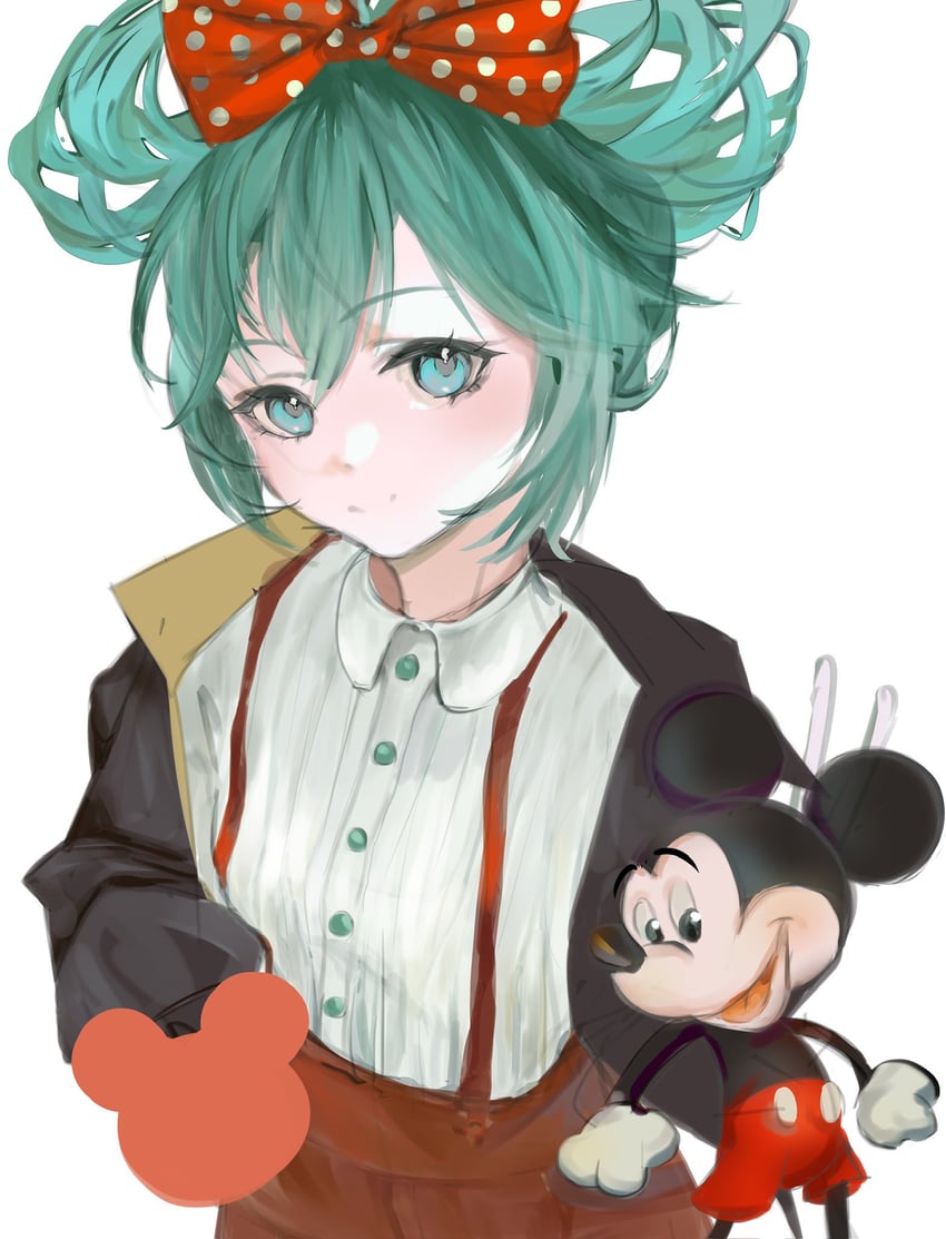 hatsune miku and mickey mouse (vocaloid and 1 more) drawn by marewoki