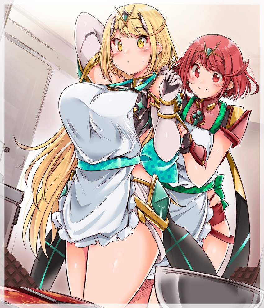 pyra and mythra (xenoblade chronicles and 1 more) drawn by kurokaze_no_sora