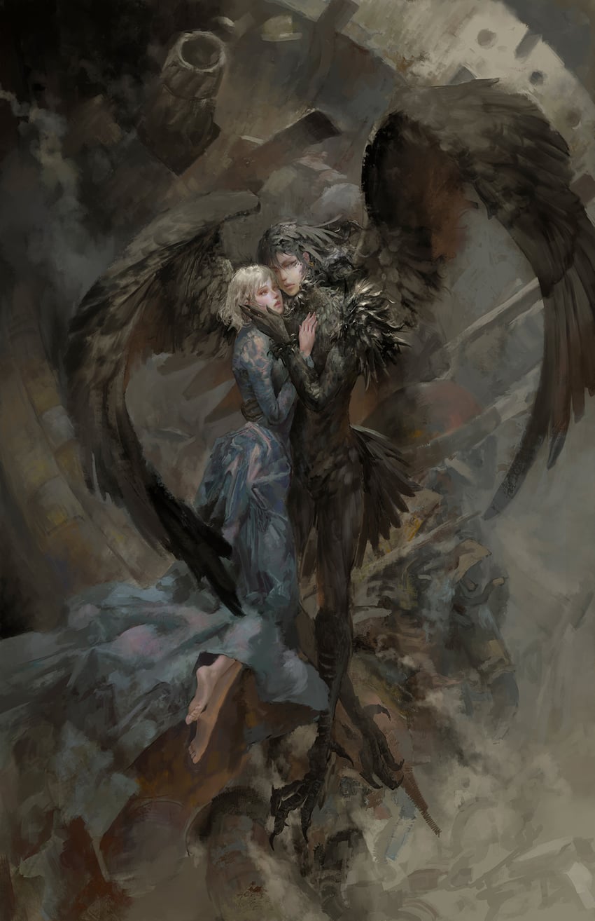 howl pendragon and sophie hatter (howl no ugoku shiro) drawn by christian_angel