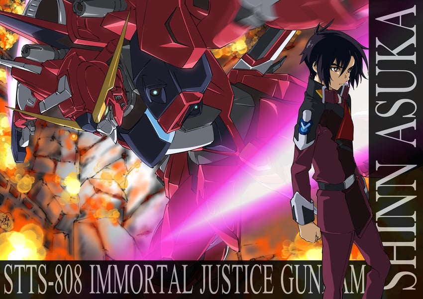 shinn asuka and immortal justice gundam (gundam and 2 more) drawn by shibukawa_daisuke