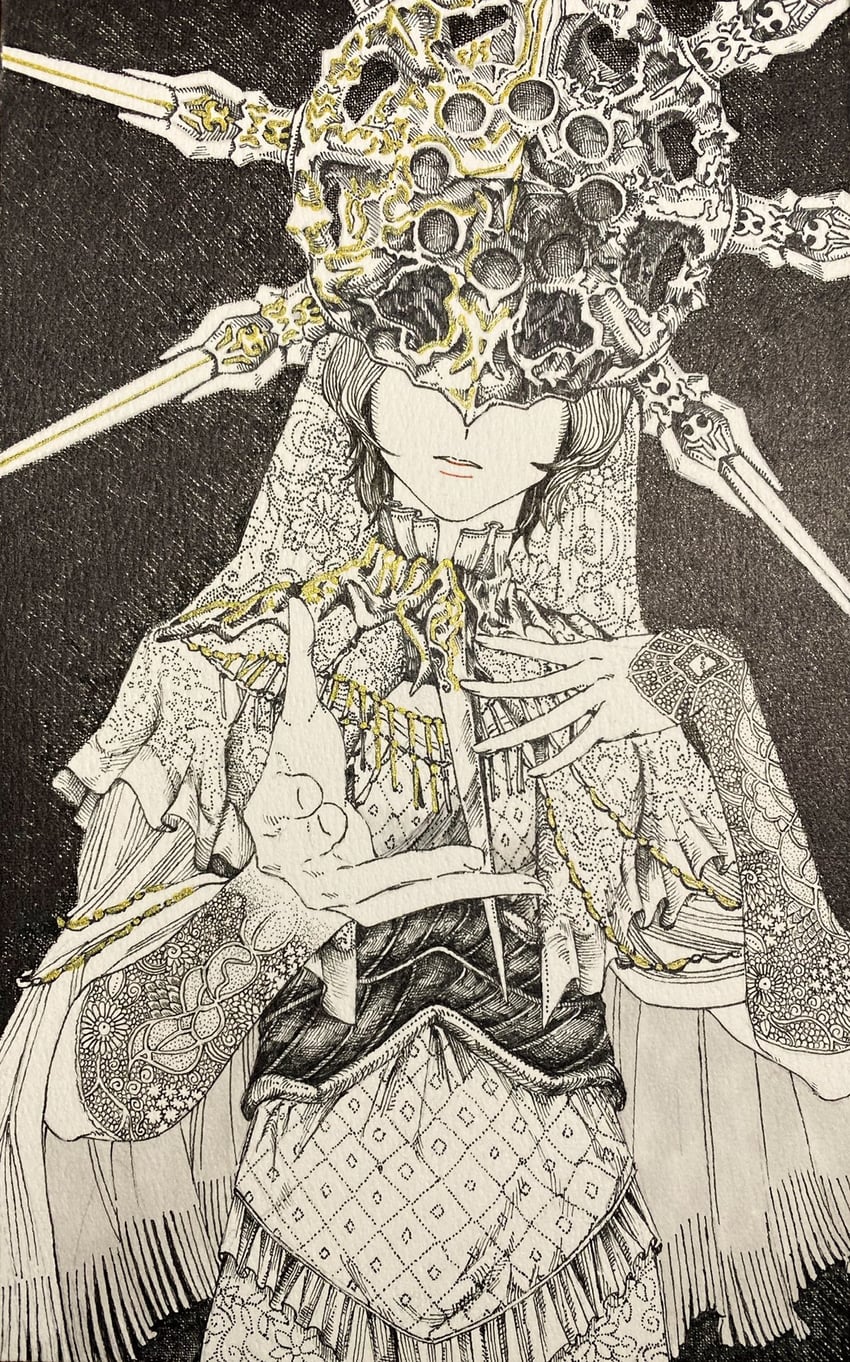 dark sun gwyndolin (dark souls and 1 more) drawn by zunkome