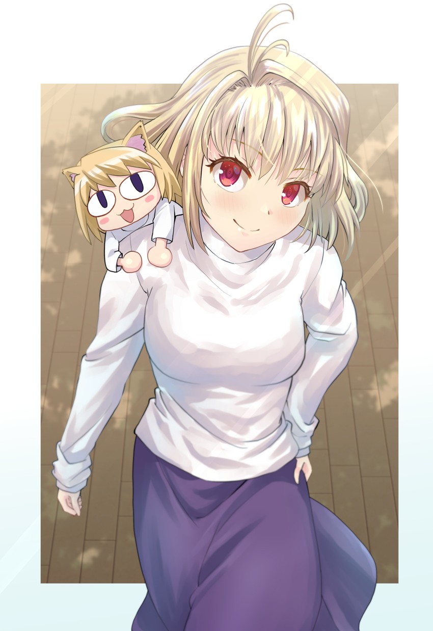 arcueid brunestud and neco-arc (tsukihime) drawn by haniwa_(leaf_garden)