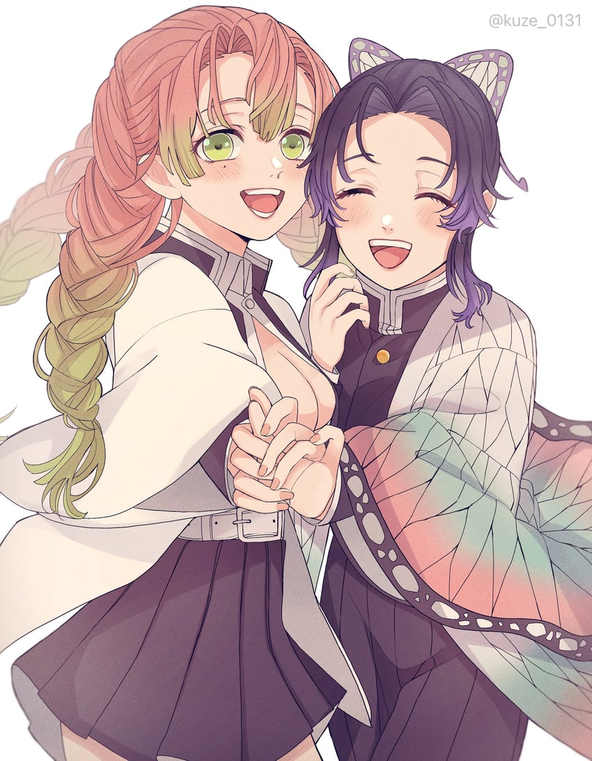 kochou shinobu and kanroji mitsuri (kimetsu no yaiba) drawn by kuze_0131