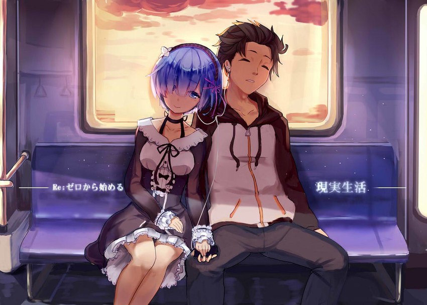 rem and natsuki subaru (re:zero kara hajimeru isekai seikatsu) drawn by ice_(icepuli)