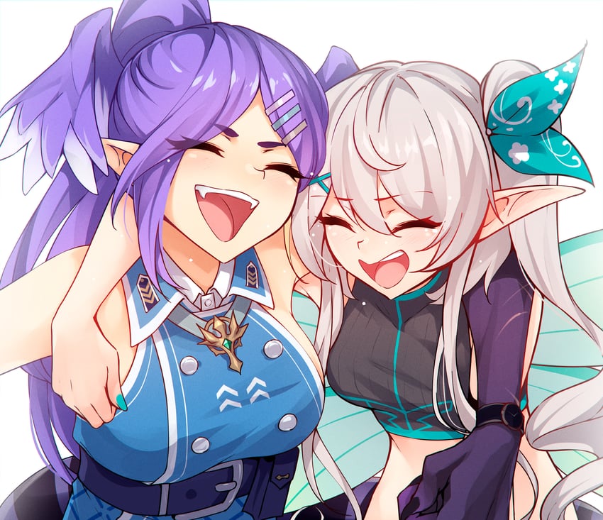 selen tatsuki and pomu rainpuff (nijisanji and 1 more) drawn by ricegnat