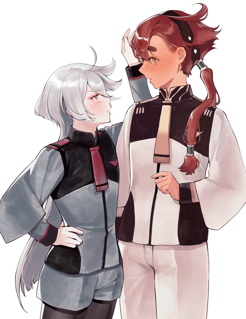 suletta mercury and miorine rembran (gundam and 1 more) drawn by laun_000