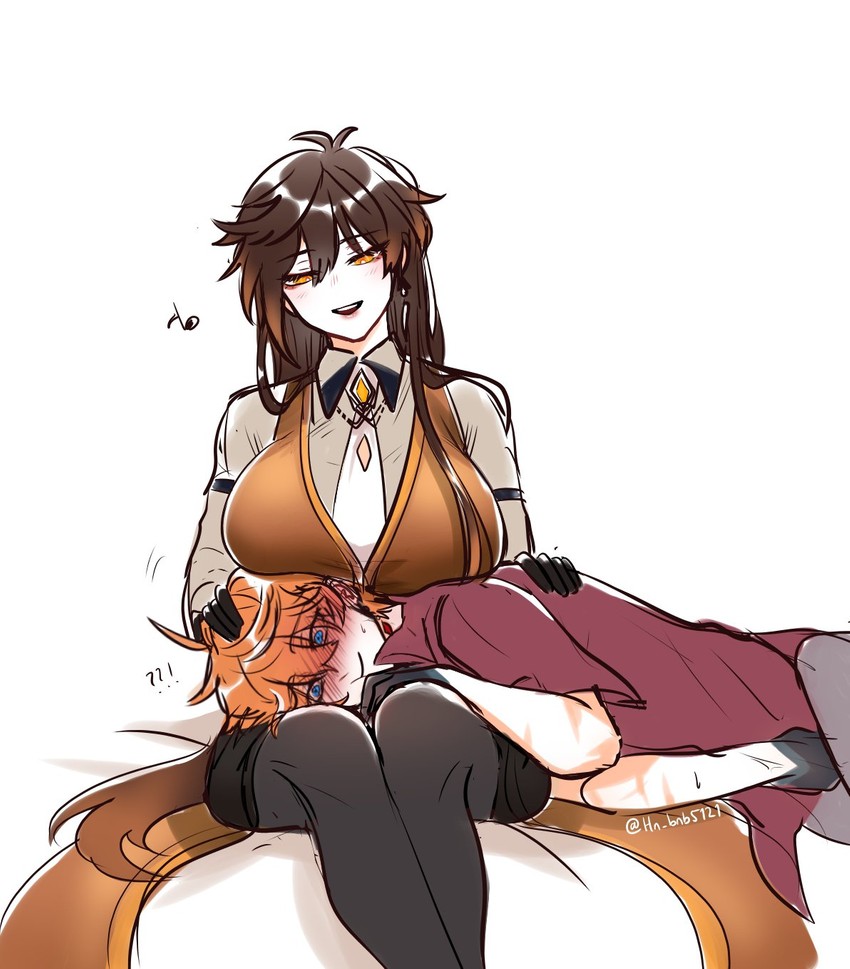zhongli and tartaglia (genshin impact) drawn by srs2