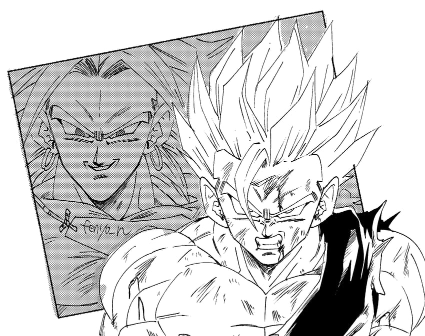 son gohan and broly (dragon ball and 1 more) drawn by fenyon