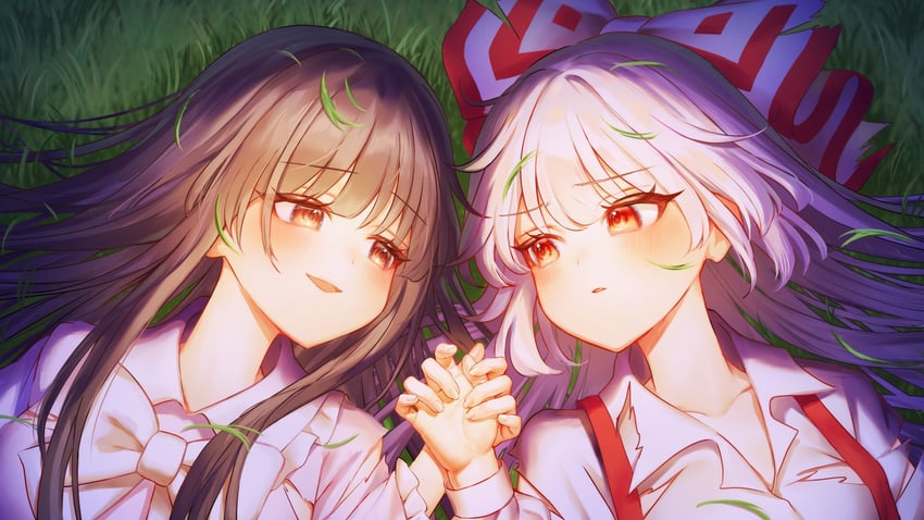 fujiwara no mokou and houraisan kaguya (touhou) drawn by waramori_fuzuka