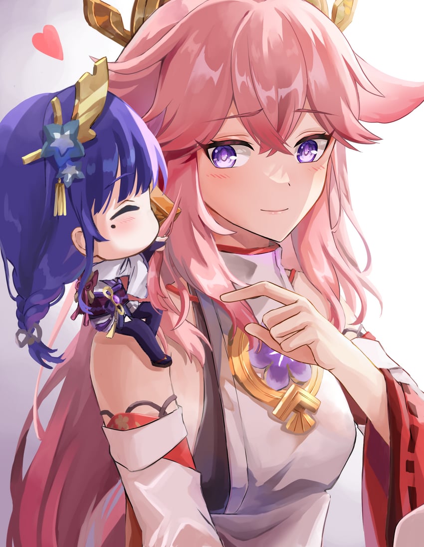 raiden shogun and yae miko (genshin impact) drawn by anemonaris