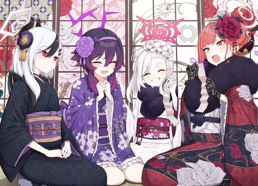 kayoko, aru, mutsuki, and haruka (blue archive) drawn by hotta_karasi