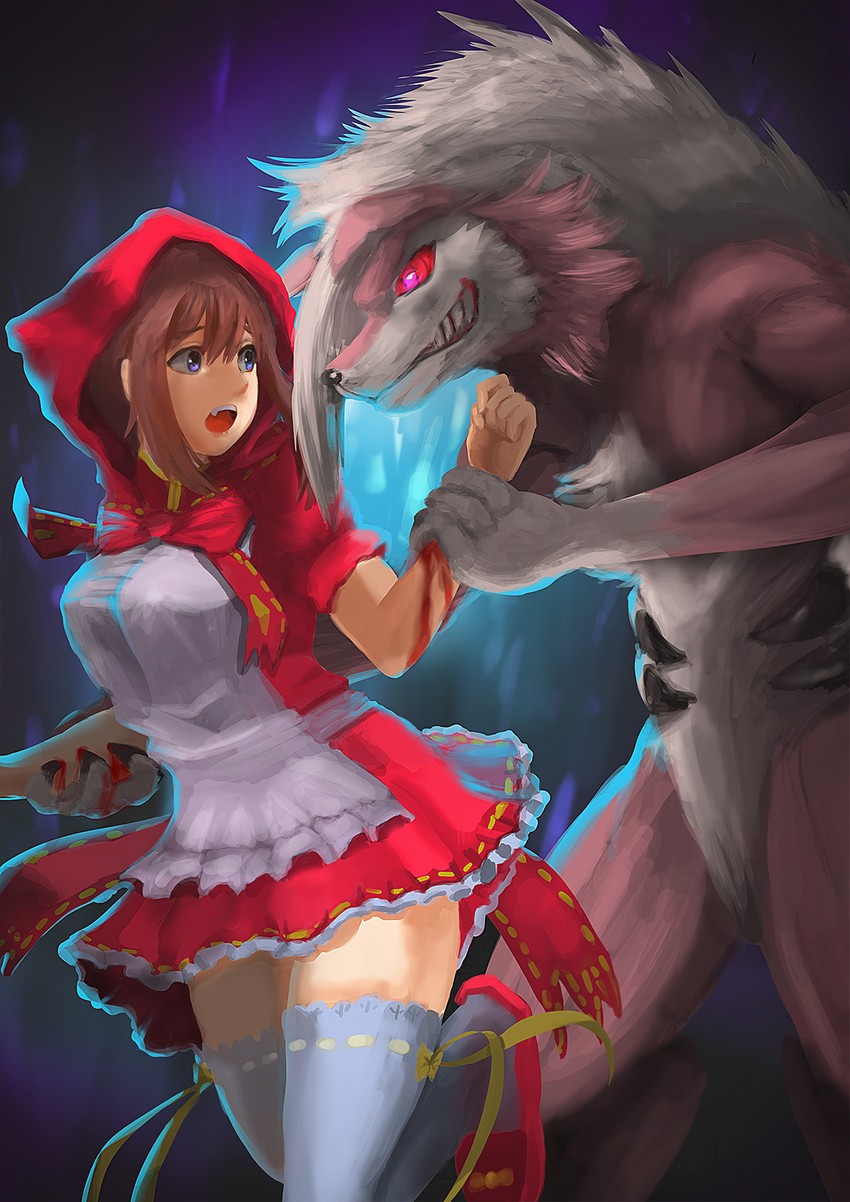 may, little red riding hood, and lycanroc (pokemon and 2 more) drawn by atorot