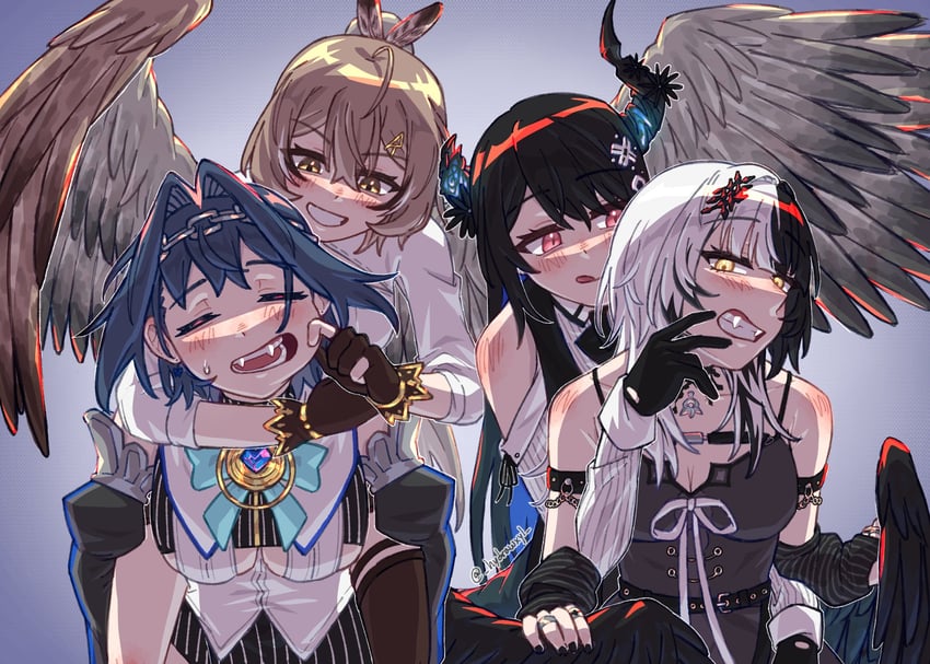 ouro kronii, nanashi mumei, shiori novella, and nerissa ravencroft (hololive and 1 more) drawn by hydroxyl