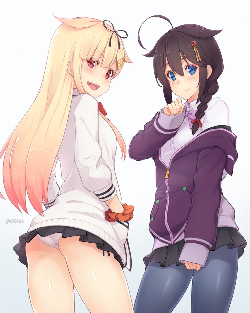 shigure, yuudachi, shigure kai ni, yuudachi kai ni, takarada rikka, and 1 more (kantai collection and 2 more) drawn by dan_(kumadan)