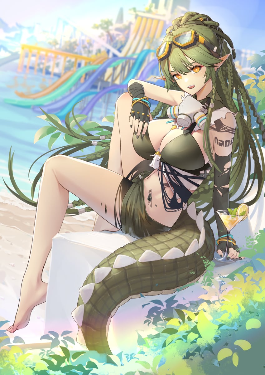 gavial and gavial the invincible (arknights) drawn by liu_lan