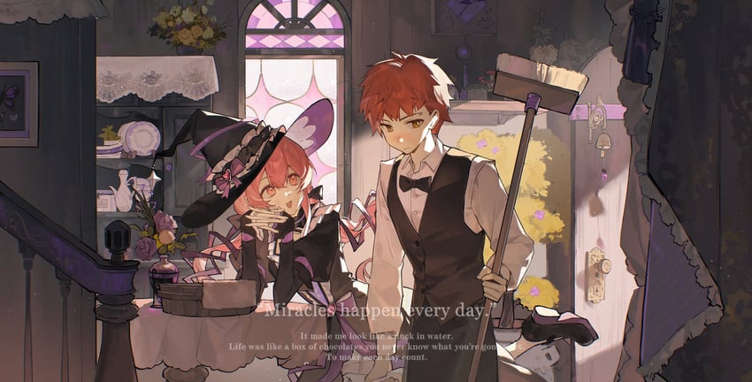 emiya shirou and momomiya shizuku (original and 2 more)