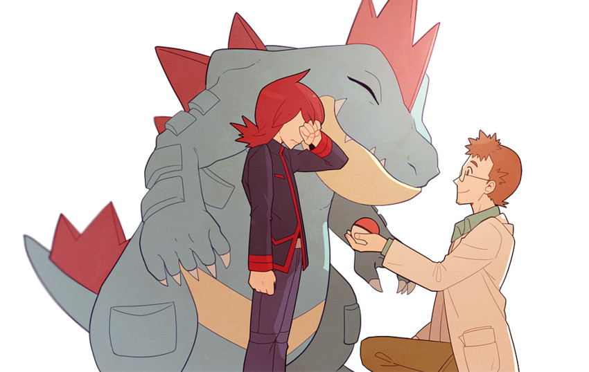 silver, feraligatr, and professor elm (pokemon and 1 more) drawn by jaho