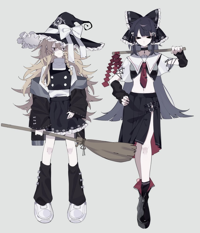 hakurei reimu and kirisame marisa (touhou) drawn by xx_asui