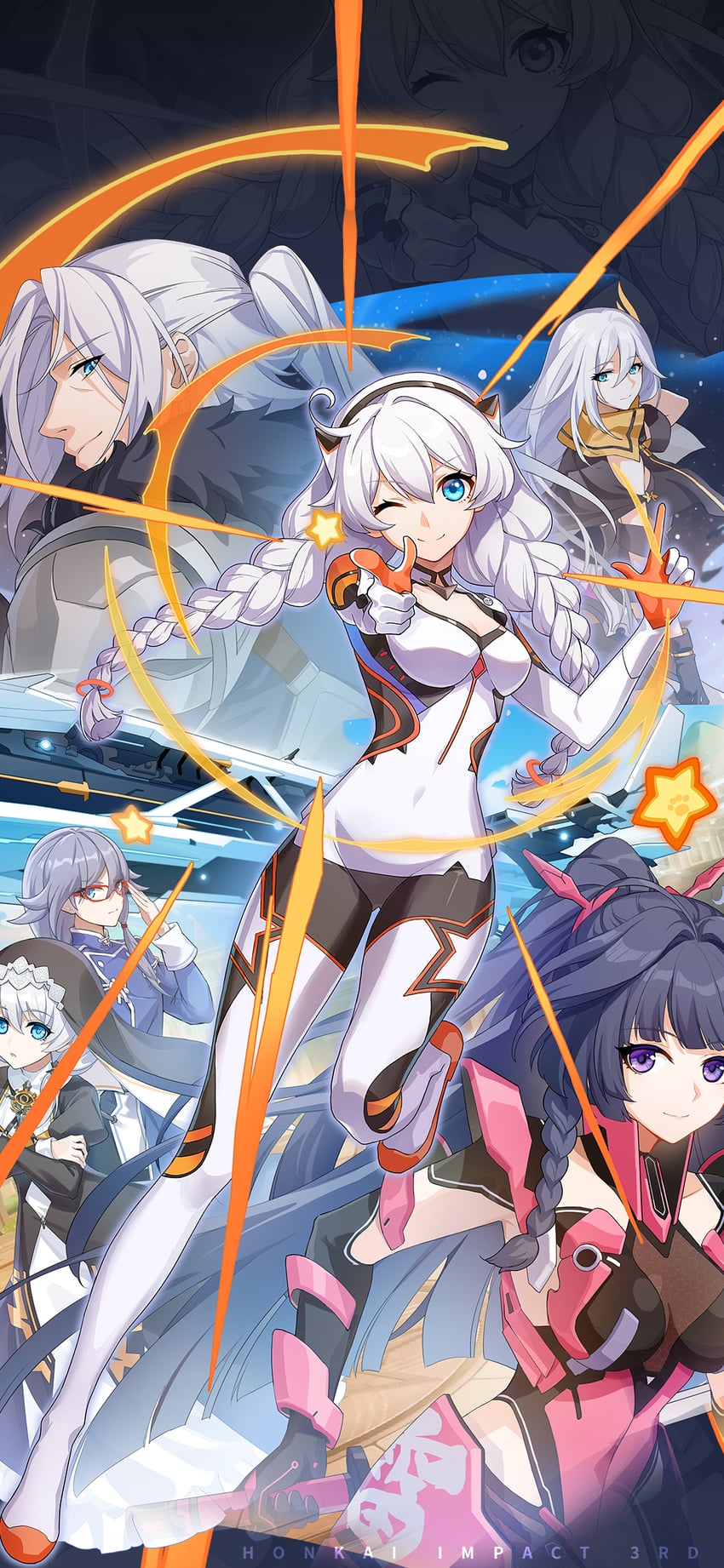 kiana kaslana, raiden mei, fu hua, theresa apocalypse, cecilia schariac, and 1 more (honkai and 1 more)