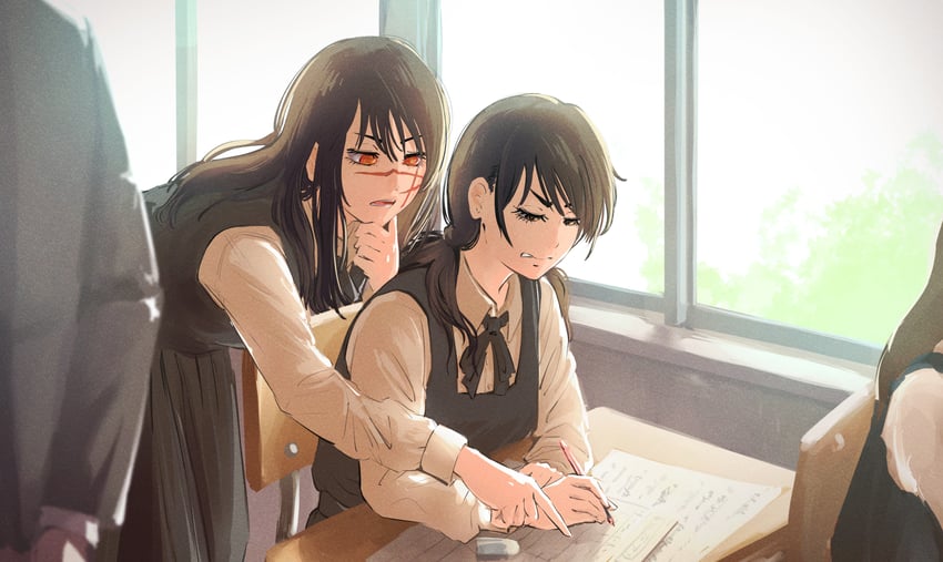 yoru and mitaka asa (chainsaw man) drawn by ninjin_ika