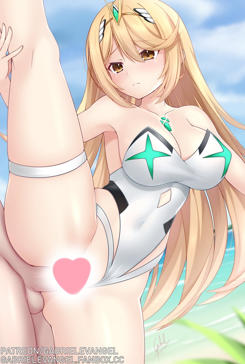 mythra (xenoblade chronicles and 1 more) drawn by gabriel_evangel