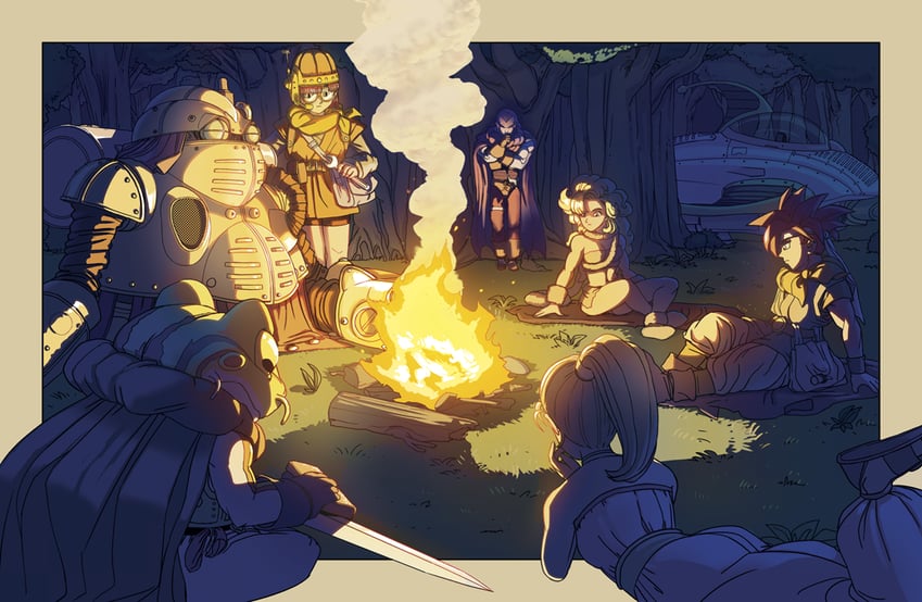 lucca ashtear, crono, marle, ayla, robo, and 2 more (chrono trigger) drawn by ssandulak