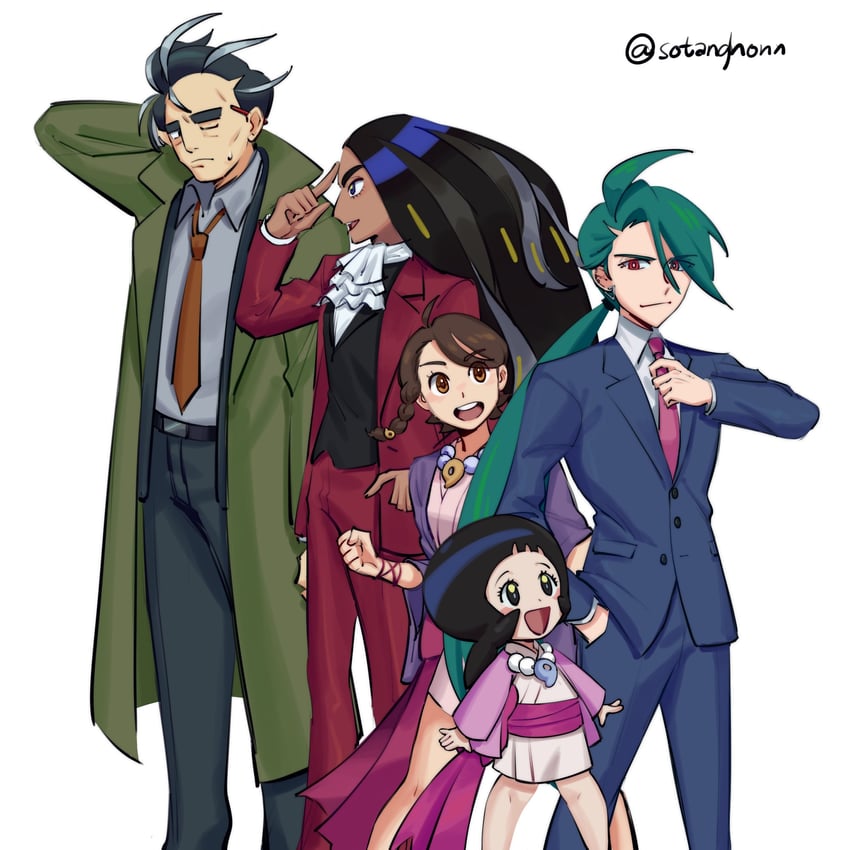 juliana, rika, phoenix wright, miles edgeworth, maya fey, and 5 more (pokemon and 2 more) drawn by sotanghonn