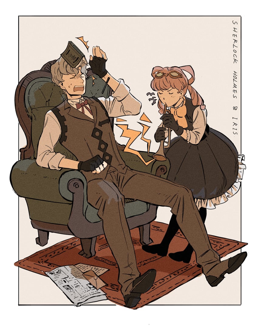 herlock sholmes and iris wilson (ace attorney and 1 more) drawn by cane_port