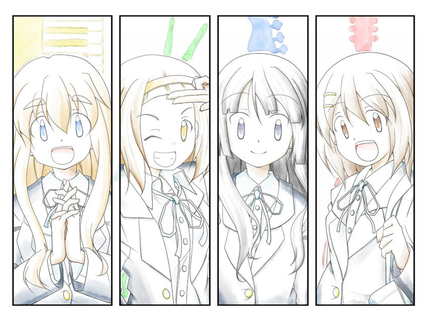 akiyama mio, hirasawa yui, tainaka ritsu, and kotobuki tsumugi (k-on!) drawn by alex_(alexandoria)