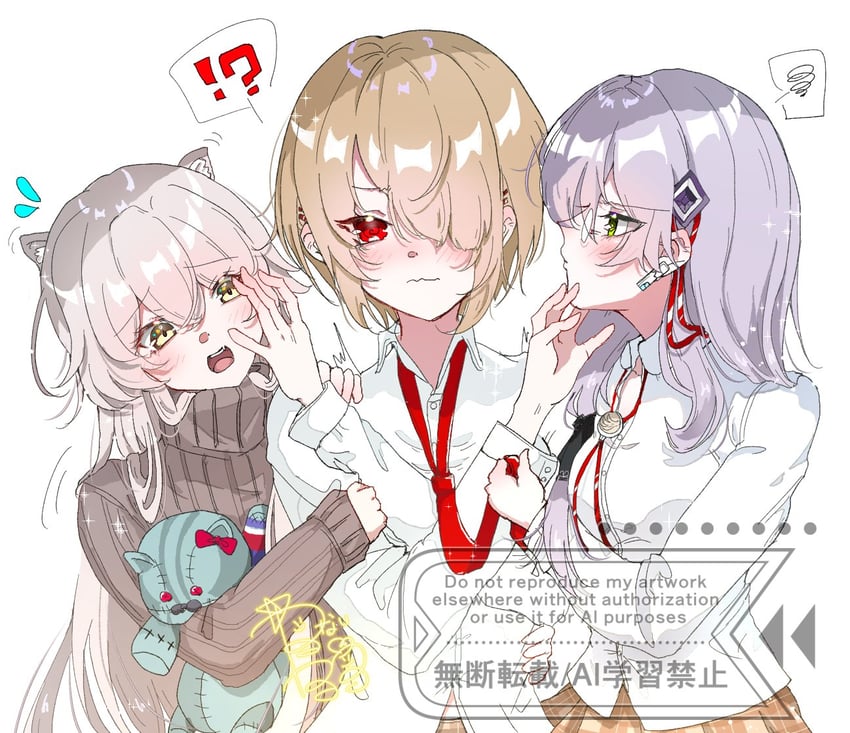 kayamori ruka, izumi yuki, and charlotta skopovskaya (heaven burns red) drawn by goslingwallows