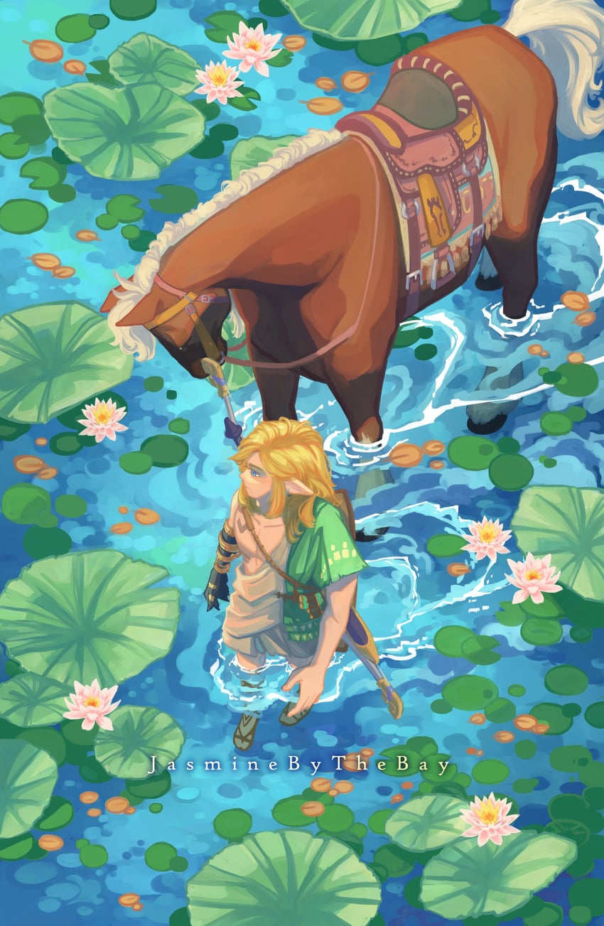 link and epona (the legend of zelda and 1 more) drawn by jasmin_bythebay