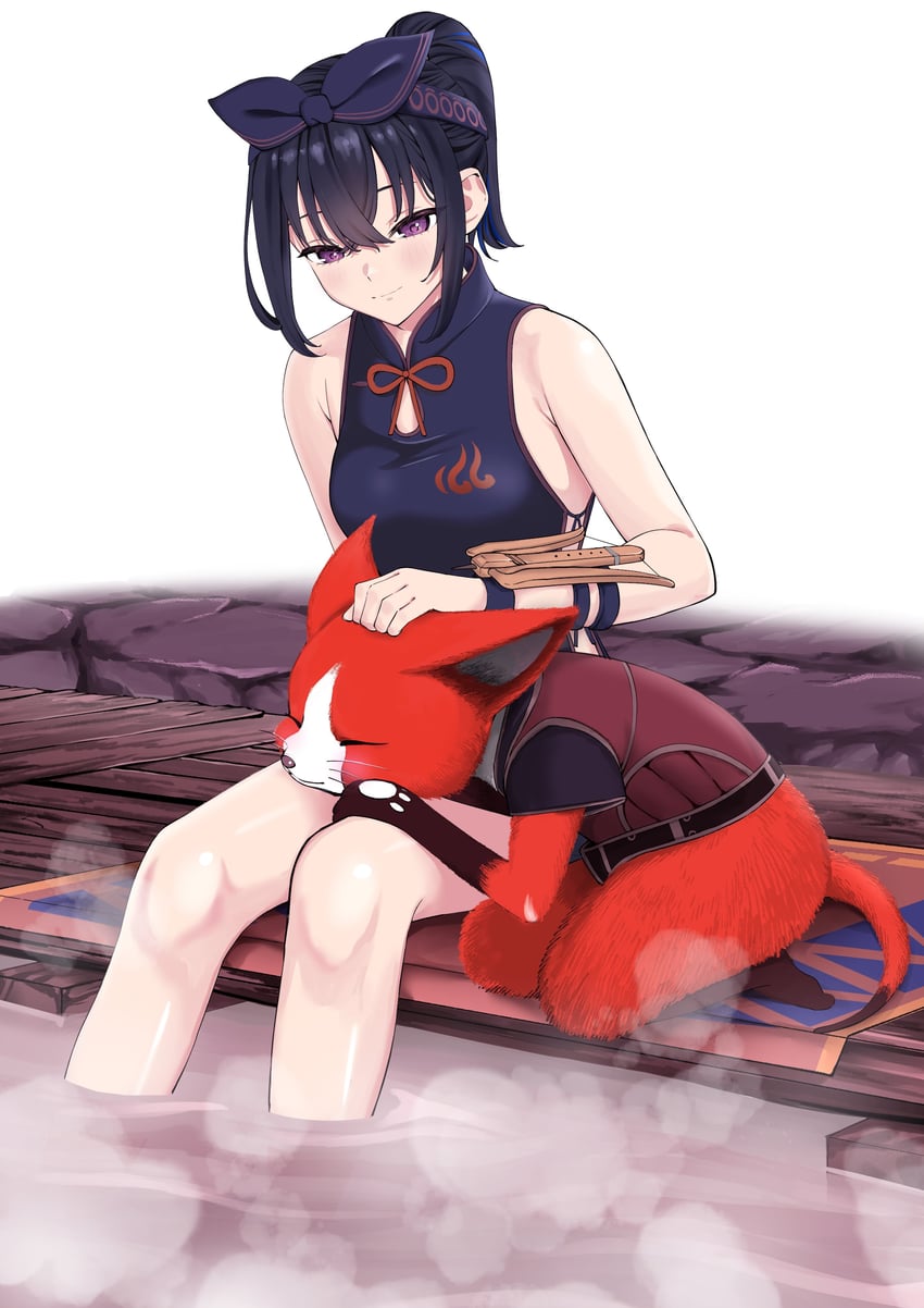 ichinose uruha and felyne (monster hunter and 4 more) drawn by uwanosora000