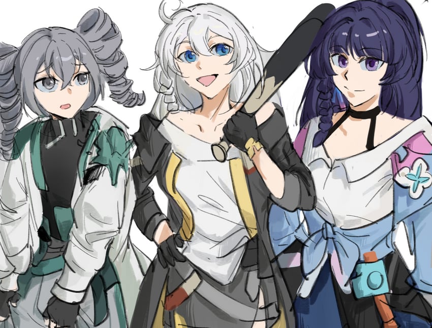 trailblazer, stelle, kiana kaslana, march 7th, raiden mei, and 2 more (honkai and 2 more) drawn by mingzhibuke