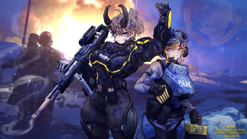 helldiver, seaf soldier, and lamia (original and 1 more) drawn by epakim
