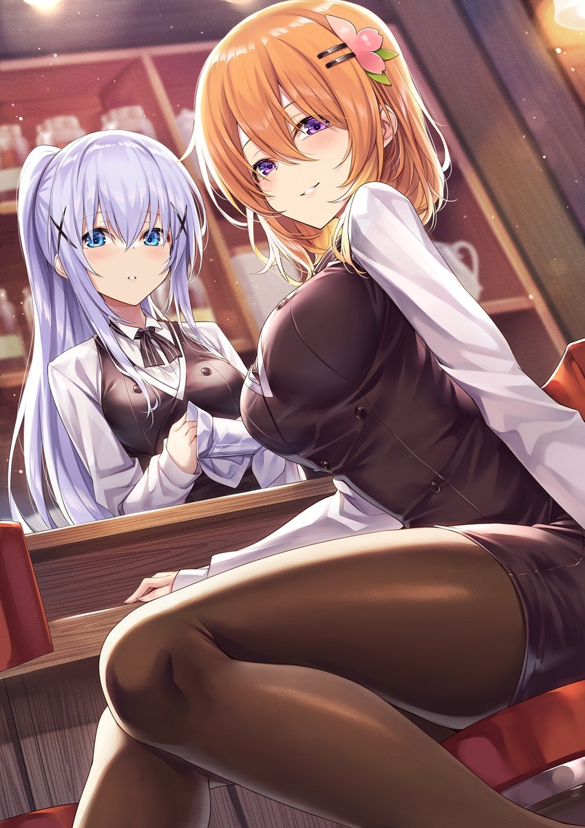 kafuu chino and hoto cocoa (gochuumon wa usagi desu ka?) drawn by ks_(xephyrks)