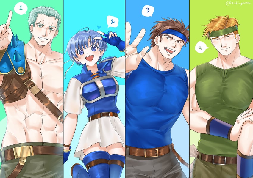 shanna, dieck, lot, and wade (fire emblem and 1 more) drawn by tsukimura_(d24f4z8j3t)